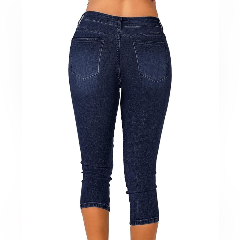 Vetinee Women’s Slim Fit Denim High Waisted Capri Jeans Medium - Picture 2 of 5